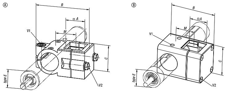 Linear actuator connector clamps, cross