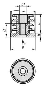 Plugs with tapped hole, plastic for round tubes