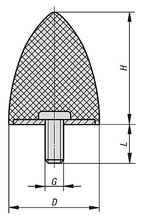 Rubber buffers, parabolic