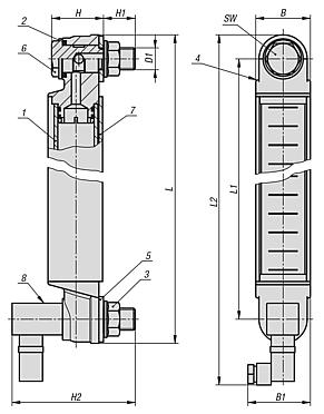 Oil level gauges with electronic temperature monitoring, long version