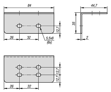 Mounting bracket, stainless steel, for telescopic slides