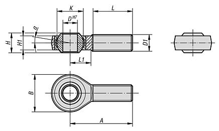 Gelenkköpfe mit Gleitlagerung Außengewinde, DIN ISO 12240-4