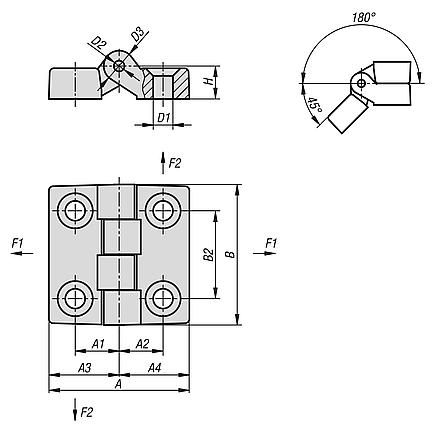 Hinges plastic with fastening holes