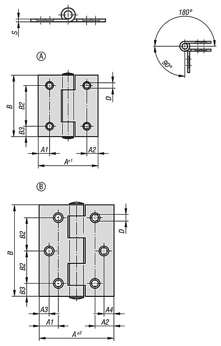 Hinges sheet steel or sheet stainless steel