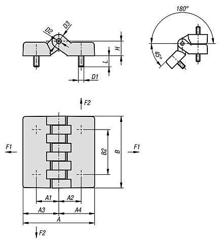 Hinges plastic with fastening screws