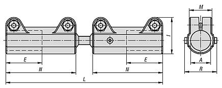 Tube clamps straight, aluminium with double ball joint