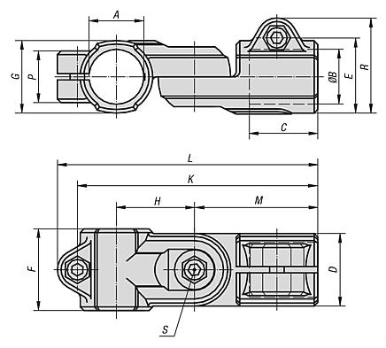 Tube clamps, swivel, aluminium