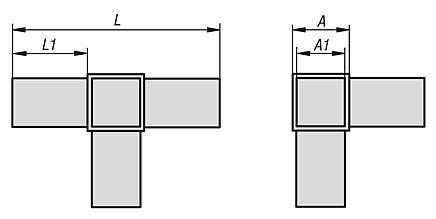 Square tube connectorsfour-way