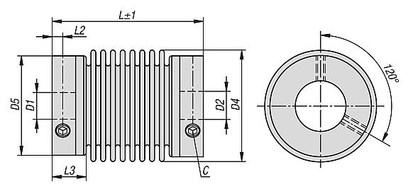 Metallbalgkupplungen Miniatur mit Gewindestift