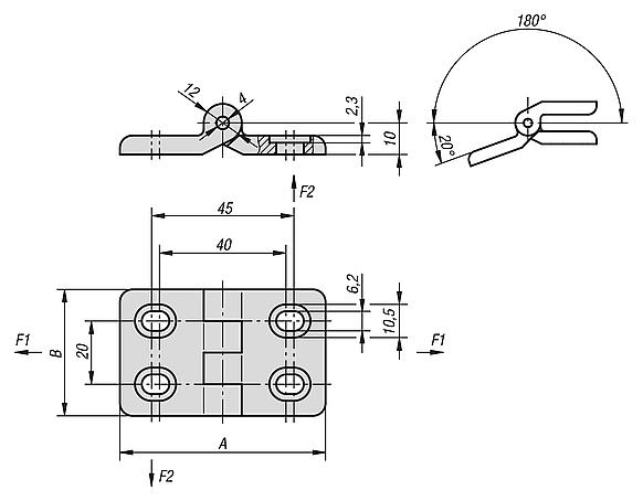 Hinges plastic, with elongated holes