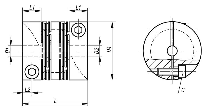 Beam couplings aluminium with clamping hubs