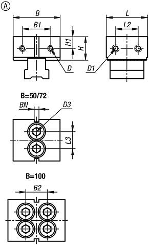 Fixed jaws DS for multi-clamping system, Form A, jaw plates smooth