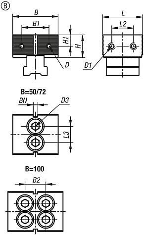 Ganasce fisse DS per sistema di bloccaggio multiplo, forma B, ganasce fisse zigrinate