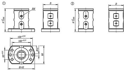 Módulo de base de 5 ejes UNILOCK, sujeción doble tamaño de sistema 80 mm