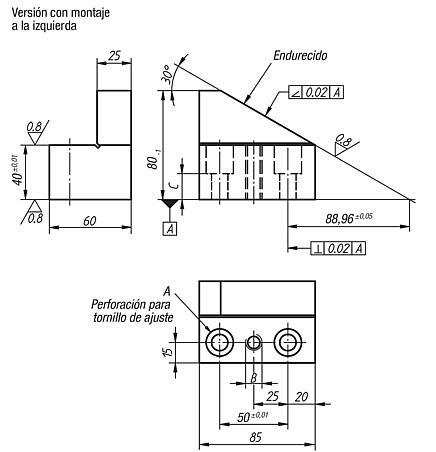 Bloques prismáticos, versión con montaje a la izquierda