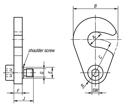 Captive C-washers, with shoulder screw