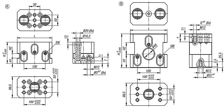 UNILOCK 5osý základní modul DUO systémová velikost 80 mm