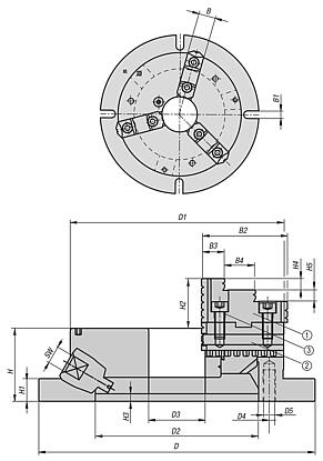 Stationary 3-jaw steel chuck