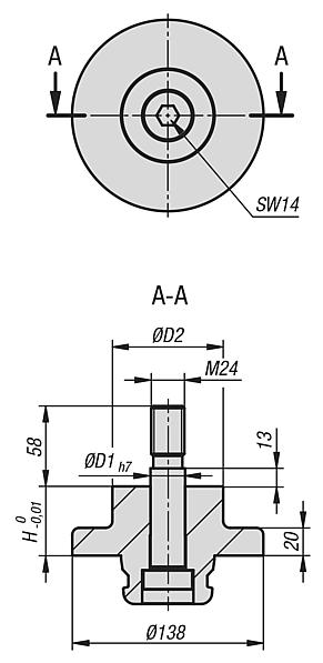 Adaptateur réducteur 5 axes UNILOCK à pas de 138 mm