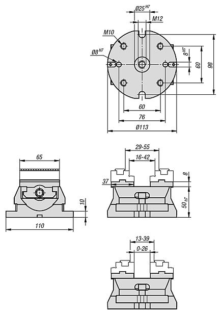 Étau auto-centrant largeur de mors 65 mm