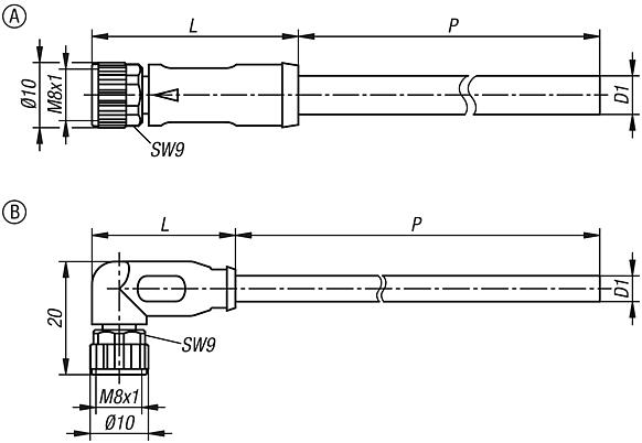 Connettori a spina M8x1
Bussola con chiusura a vite non schermata