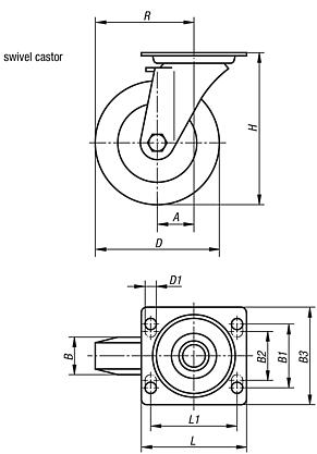 Swivel castors