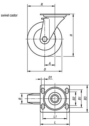 Swivel castors