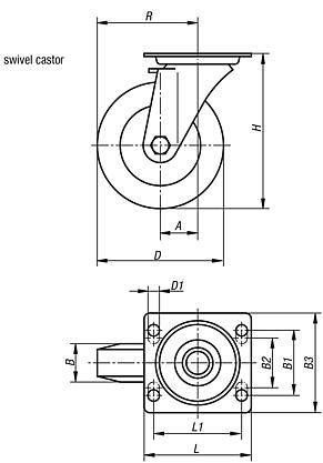 Swivel castors