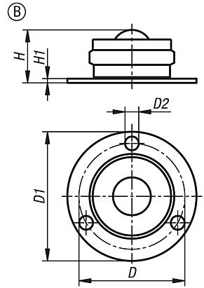 Sfere portanti in acciaio con sfera bloccabili, forma B