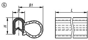 Perfiles de protección de cantos con centro de cable de acero integrado, forma G