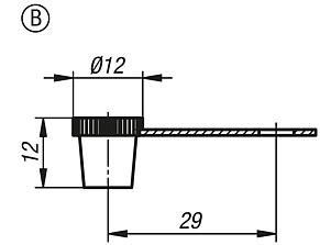 Tappi di protezione per nottolino di lubrificazione conico, forma B, con linguetta