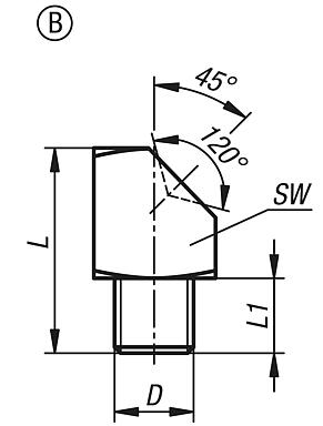 Пресс-масленки, форма воронкообразная по DIN 3405, форма В, угловые 45°