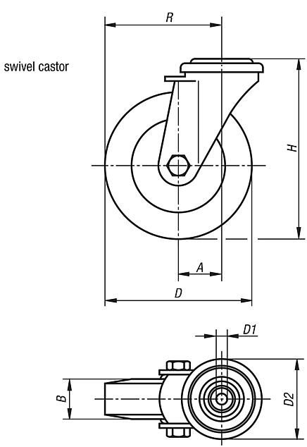 Swivel castors