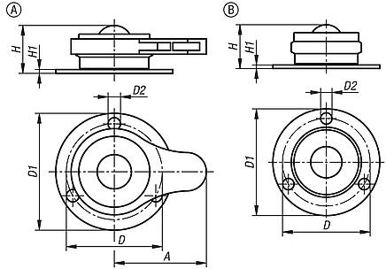 Ball transfer units steel with lockable ball