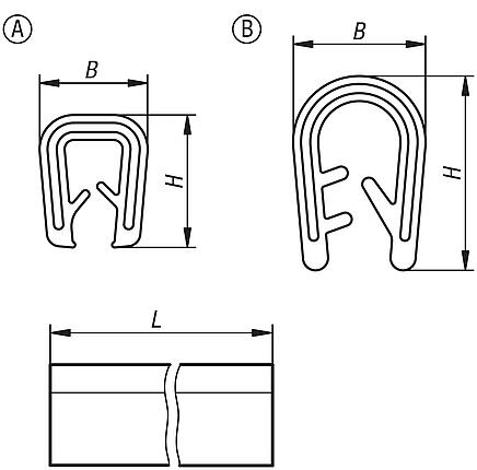 Silicone edge protection profiles with integrated steel retaining strip FDA approved