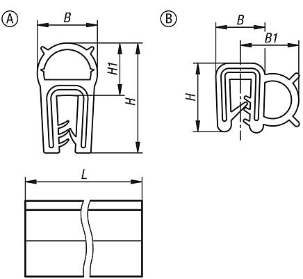 Silicone edge protection profiles with integrated steel retaining strip FDA approved