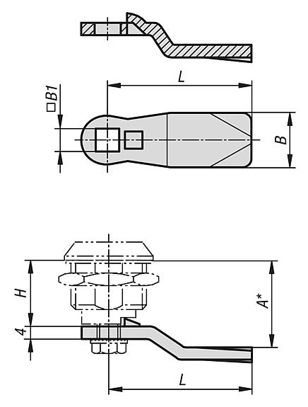 Tongue for quarter-turn lock