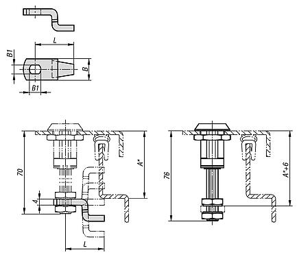 Tongues for compression latches with adjustable tongue gap