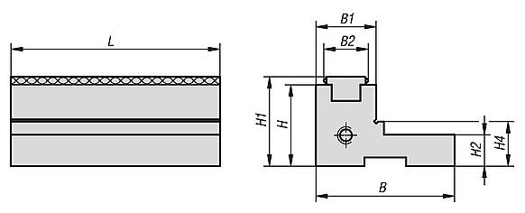 Attachment jaws, stepped, with grip rail