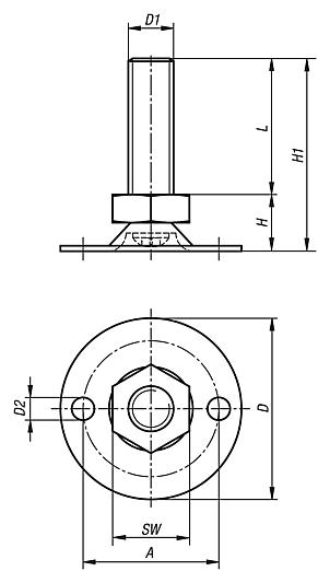 Stellfüße mit Bohrung