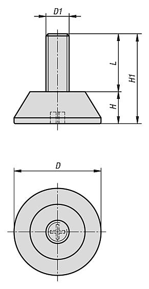 Levelling feet round