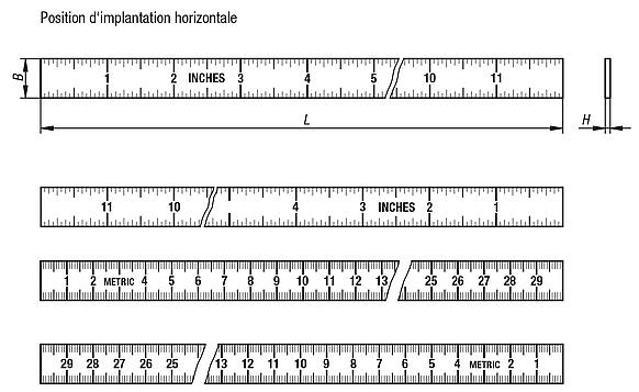 Règle en Inox, autoadhésive - inch