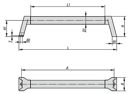 Tubular handles, carbon with stainless steel grip legs