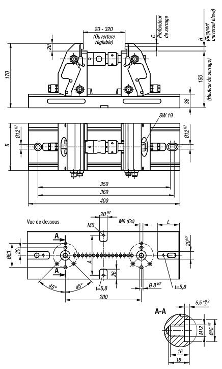 Étau de bridage 5 axes compact Mors de serrage lisse