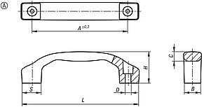 Pull handles, biopolymer, mounted from front or rear