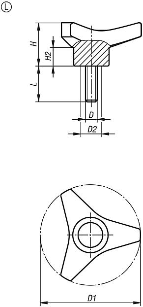 Boutons triangle, forme L