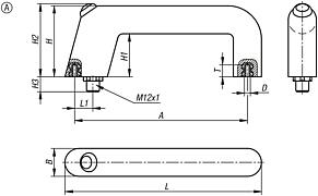 Pull handles, plastic, with electronic switch function and one push button, with plug