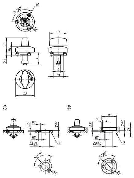 Quarter-turn clamp locks stainless steel, rotary knob stainless steel
