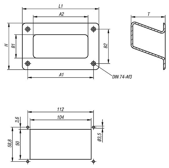 Recessed handles, plastic, screw-on