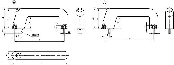 Poignées de manutention en plastique avec fonction de commutation électrique et un bouton-poussoir